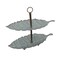 Galvanized Zinc Finish Leaf-Shaped 2 Tier Serving Tray Farmhouse Decor